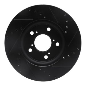 Honda Odyssey Brake Rotor (1) - Front Left - R1 Concepts - Drilled & Slotted - Black - `05-`10